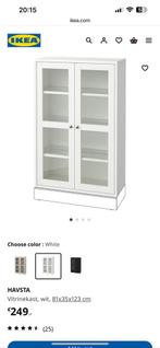 IKEA HAVSTA Vitrinekast, wit, white cabinet, 81x35x123 cm, Ophalen of Verzenden, Zo goed als nieuw, 25 tot 50 cm