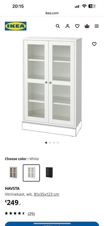 IKEA HAVSTA Vitrinekast, wit, white cabinet, 81x35x123 cm beschikbaar voor biedingen