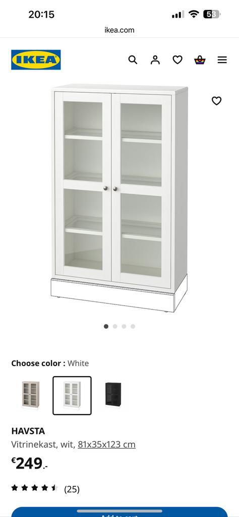 IKEA HAVSTA Vitrinekast, wit, white cabinet, 81x35x123 cm, Huis en Inrichting, Kasten | Vitrinekasten, Zo goed als nieuw, 25 tot 50 cm