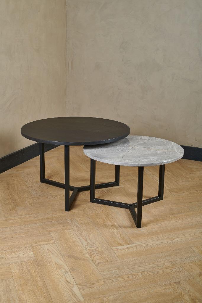 Salontafel set Marmer & Eiken | Diverse kleuren, Huis en Inrichting, Tafels | Salontafels, Nieuw, Minder dan 50 cm, 50 tot 100 cm