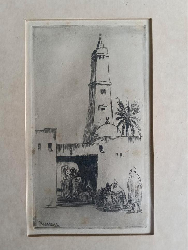 Jan Heesters (1893-1982) - Moskee - Noord Afrika, Antiek en Kunst, Kunst | Etsen en Gravures, Ophalen of Verzenden