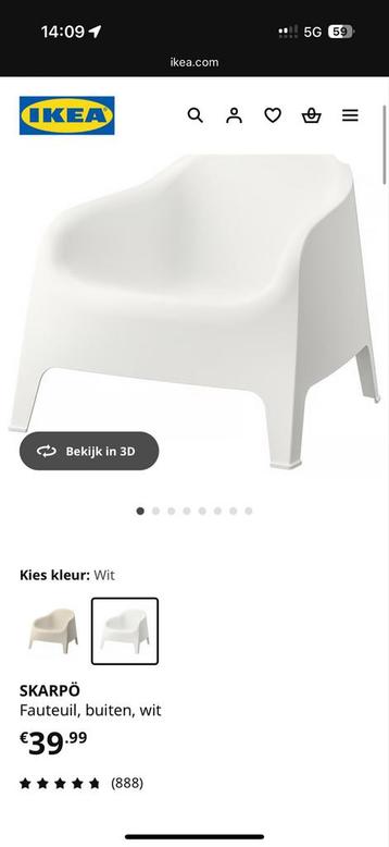 2x Ikea Skarpö stoelen - Wit - Goede staat! beschikbaar voor biedingen
