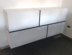 Mat Wit zwevend dressoir met Hoogglans witte kleppen NIEUW, Nieuw, 150 tot 200 cm, 25 tot 50 cm, Kleppen dressoir, hangend dressoir, hoogglans wit, mat wit