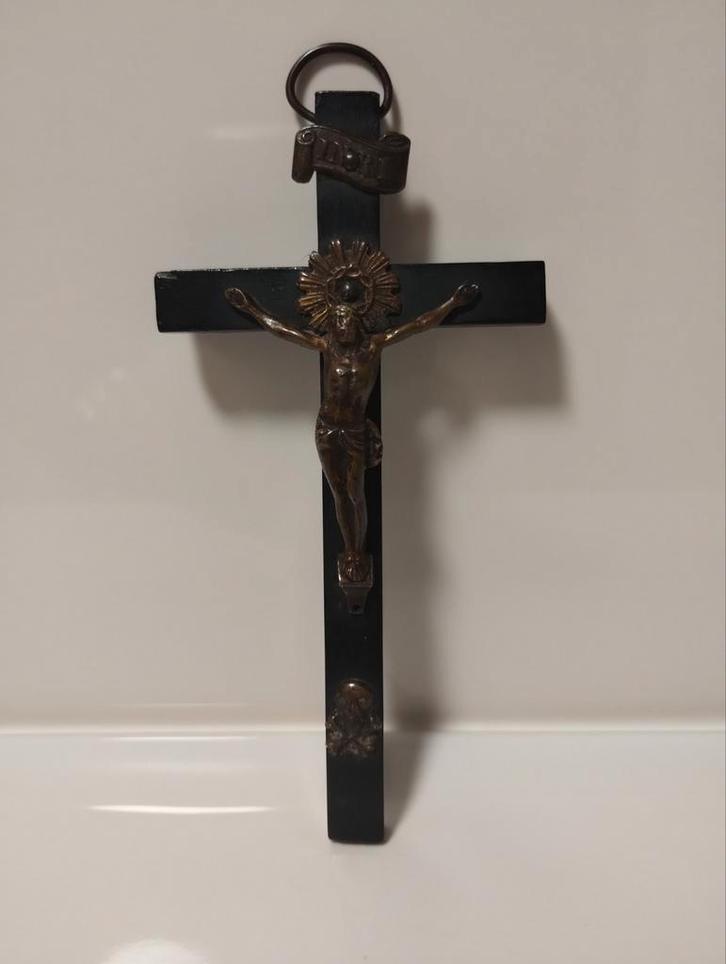 Antiek Frans ebbenhout brons Corpus Christi, Antiek en Kunst, Antiek | Religie, Ophalen of Verzenden