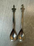 Set twee antiek verzilverde souvenirlepeltjes GTW, Ophalen of Verzenden