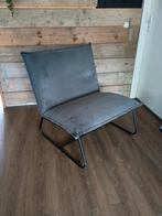 Velvet Lounge Fauteuil stoel Grey, Ophalen, Zo goed als nieuw, 75 tot 100 cm