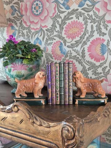Vintage engelse Cocker Spaniel Boekensteunen/Beeldjes beschikbaar voor biedingen