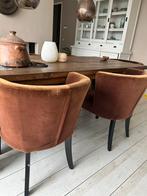 6 prachtige fauteuils eetkamerstoelen velvet stof bruin, Huis en Inrichting, Banken | Voetenbanken en Poefen, Stof, Ophalen of Verzenden