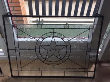 Glas in Lood element (wit glas met 5 puntige ster) beschikbaar voor biedingen