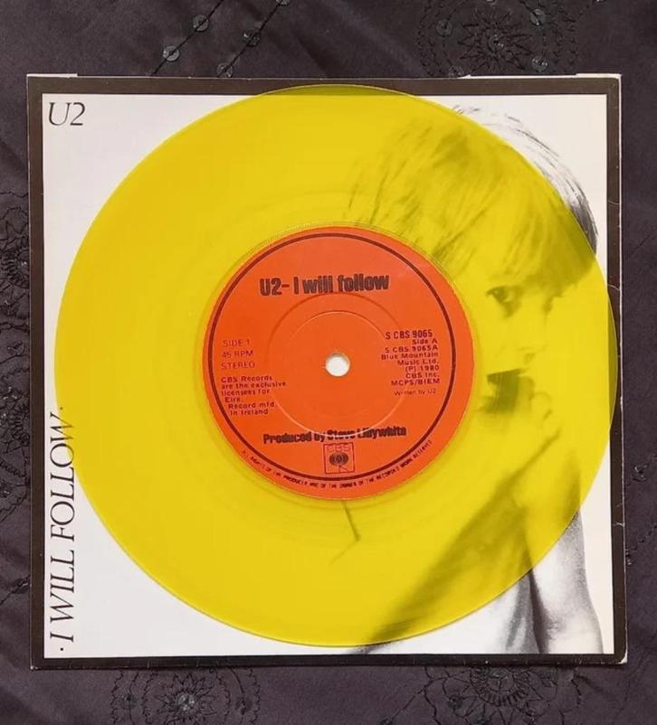 U2 - I Will Follow - Irish Yellow Viny 7" CBS Label, Cd's en Dvd's, Vinyl | Rock, Zo goed als nieuw, Poprock, 12 inch, Verzenden