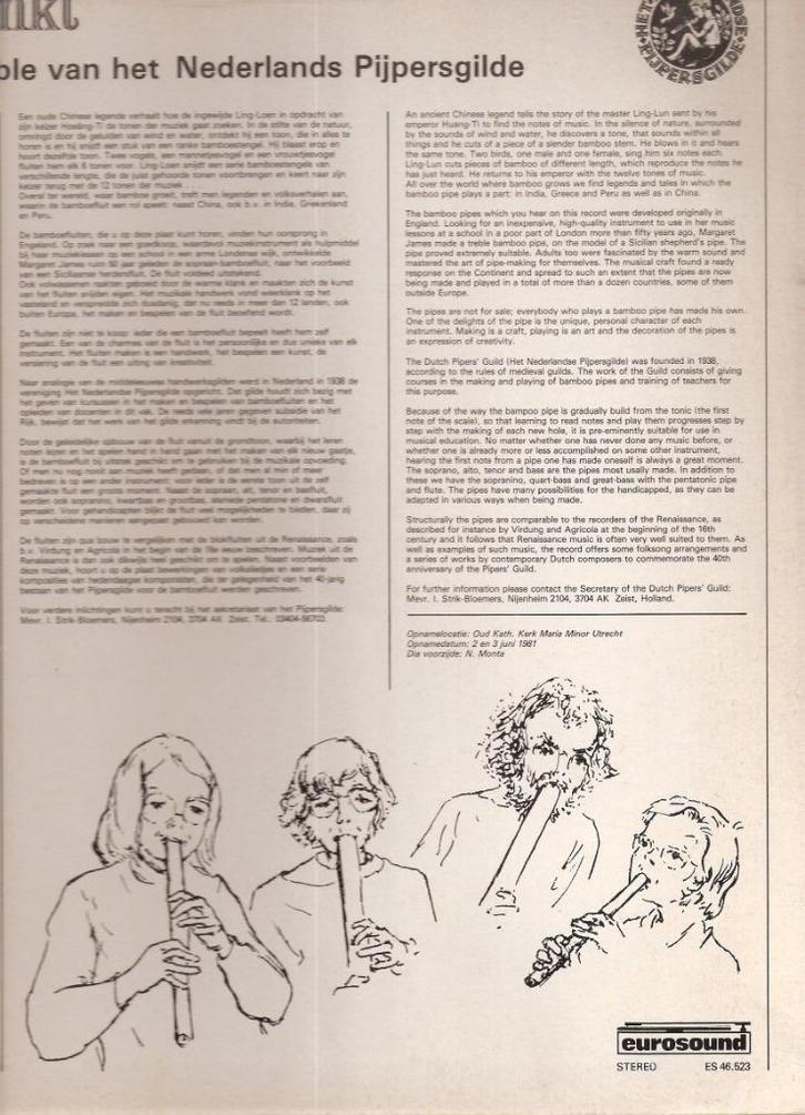 Bamboe Klinkt Fluit ensemble Nederlandse Pijpersgilde(vinyl), Muziek en Instrumenten, Blaasinstrumenten | Blokfluiten, Gebruikt