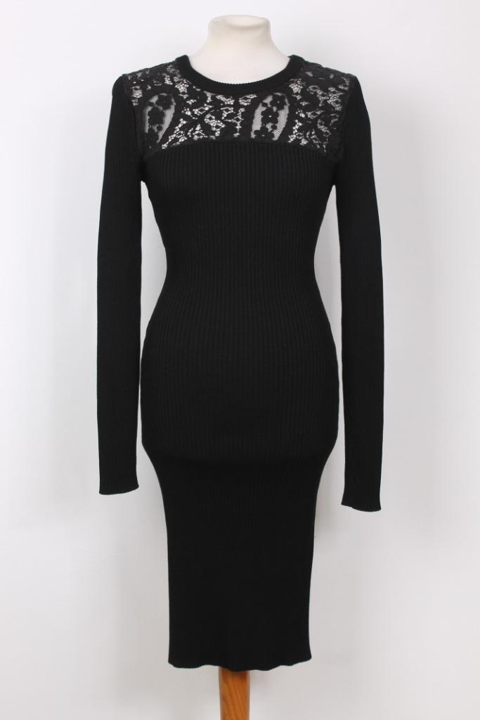 Xmas! Gebreide jurk met kant Michael Kors, Kleding | Dames, Jurken, Zo goed als nieuw, Maat 36 (S), Zwart, Knielengte, Verzenden