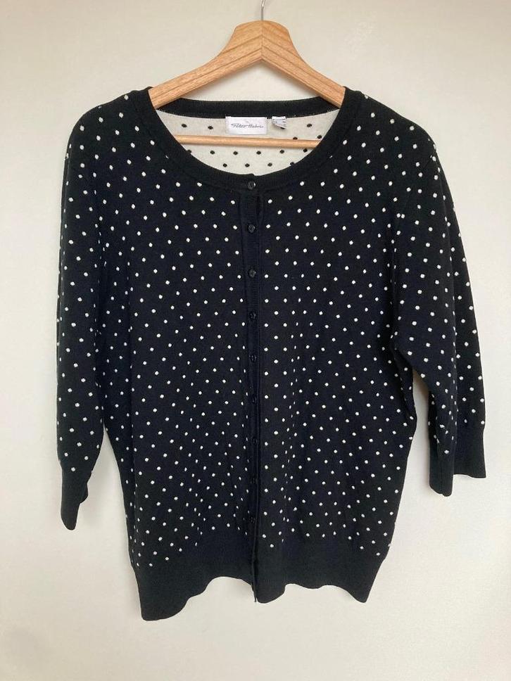 Peter Hahn vest zwart met witte stippen zijde maat 44, Kleding | Dames, Truien en Vesten, Zo goed als nieuw, Maat 42/44 (L), Zwart