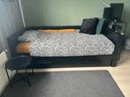 Woood bedbank met lade en bijzettafel, Huis en Inrichting, Slaapkamer | Bedden, Ophalen, 90 cm, Eenpersoons, Zwart