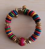 Kleurige houten kralen armband uit India, Ophalen of Verzenden, Zo goed als nieuw, Rood, Hout