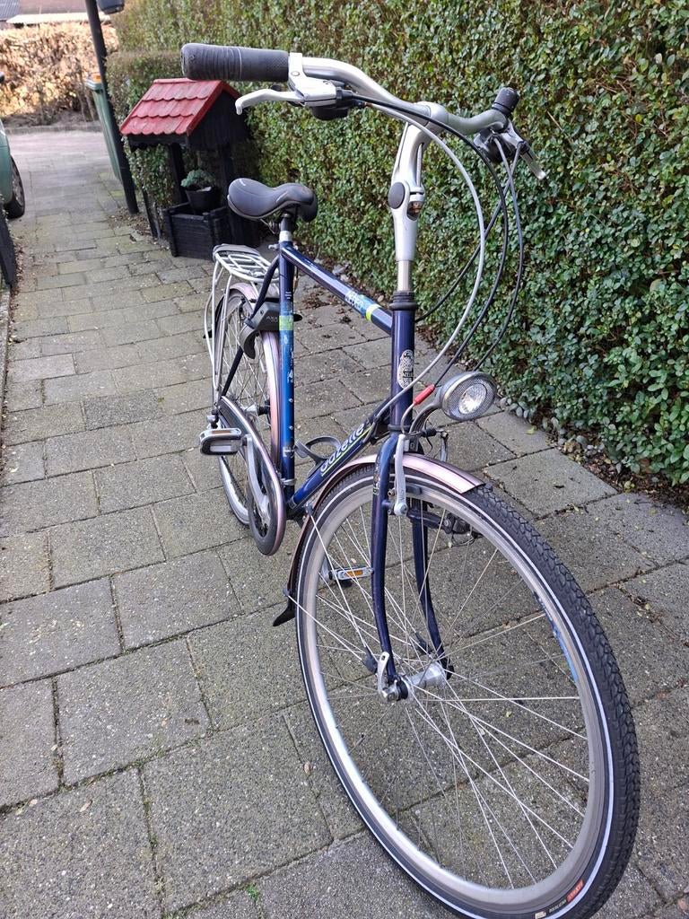 Herenfiets Gazelle Framemaat 62 cm, 28 inch ,24 versn.blauw, Ophalen, Gebruikt, Versnellingen, 61 tot 65 cm