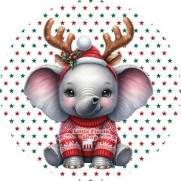 L7364 ouwel olifant kerst 20x4,7cm eetbare cupcake rondjes  beschikbaar voor biedingen