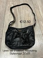 Zwarte Schoudertas - Toscane Leer €12.50, Ophalen, Gebruikt, Zwart, Schoudertasje