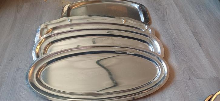 4 Vis Serveerbladen - 60x25cm, Antiek en Kunst, Antiek | Schalen, Ophalen of Verzenden