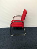 3 x Vergaderstoel, rode stof, chrome slede, Huis en Inrichting, Ophalen, Gebruikt, Drie, Stof
