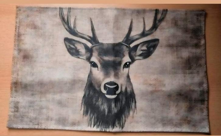 Placemat hert kerst industrieël stof bedrukt., Huis en Inrichting, Keuken | Keukenbenodigdheden, Nieuw, Ophalen of Verzenden