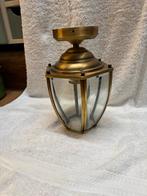 Vintage messing lamp met geslepen glas, Ophalen, Gebruikt, Glas, Minder dan 50 cm