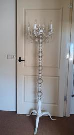 Antieke Staande Kroonluchter Wit, Gebruikt, Glas, 150 tot 200 cm, Antiek