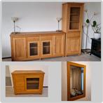 Eiken dressoir en vitrinekast, laag kastje en, Ophalen, Glas, Gebruikt, Met deur(en)