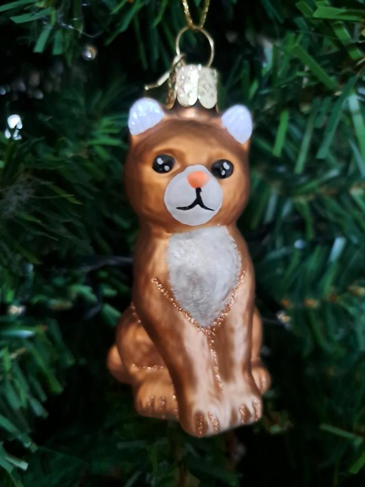 Glazen kerstbal van een kat, Vondels, Diversen, Kerst, Zo goed als nieuw, Ophalen of Verzenden