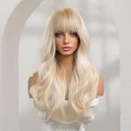 Golvende Lange Blonde Pruik Met Pony Haren Haar Dames Blond, Verzenden, Nieuw, Pruik of Haarverlenging
