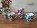 6 koffiebekers met vintage motief, Ophalen of Verzenden, Zo goed als nieuw, Overige stijlen, Kop(pen) en/of Schotel(s)