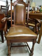 Een echte kasteel / bureau fauteuil met leer bekleed, Huis en Inrichting, Fauteuils, Ophalen, Klassiek, Zo goed als nieuw, 50 tot 75 cm