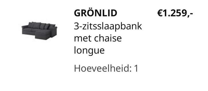 Grönlid Ikea slaapbank, Huis en Inrichting, Slaapkamer | Slaapbanken, Gebruikt, 140 cm, Tweepersoons, Ophalen