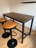 Hoge eettafel met 2 barkrukken, In hoogte verstelbaar, Ophalen of Verzenden, Zo goed als nieuw, 90 cm of meer