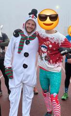 Sneeuwman kostuum M/L, Kleding | Heren, Ophalen of Verzenden, Zo goed als nieuw