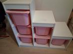 Witte Ikea speelgoedkast met roze bakken, Kinderen en Baby's, Kinderkamer | Commodes en Kasten, Gebruikt, Kast, 75 tot 100 cm