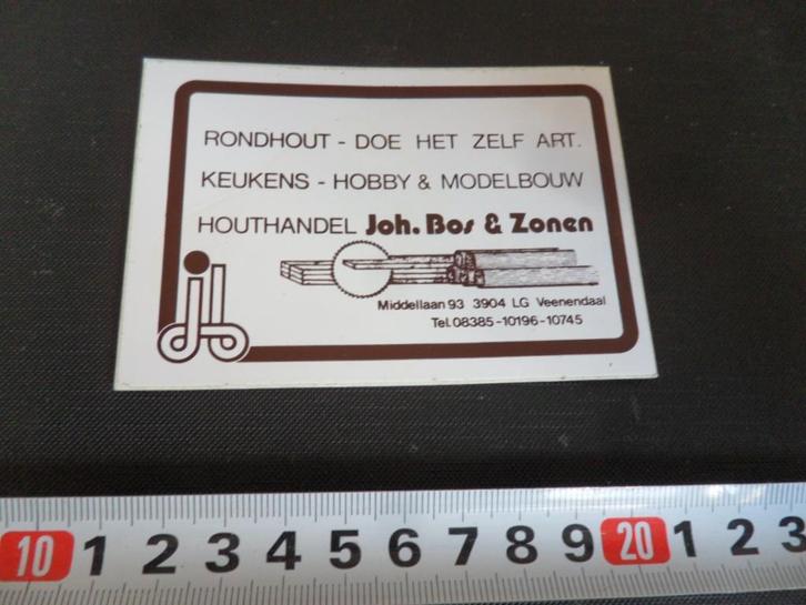 sticker veenendaal houthandel joh bos & zonen, Verzamelen, Stickers, Zo goed als nieuw, Ophalen