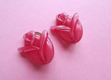jwg Vintage 60s tulp tulpen bloem oorbellen roze clips beschikbaar voor biedingen