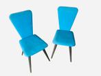 Jaren 50 vintage stoelen, Huis en Inrichting, Stoelen, Ophalen, Gebruikt, Twee, Blauw