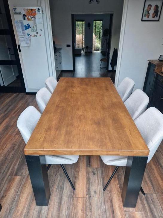 Tafel eiken eetkamer robuust zwaar, Huis en Inrichting, Tafels | Eettafels, Gebruikt, 50 tot 100 cm, 200 cm of meer, Rechthoekig