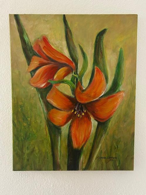 Bloemenschilderij Oscar Lormans, Antiek en Kunst, Kunst | Schilderijen | Klassiek, Ophalen