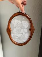 Raamhor vintage brocante raam hor twee kindjes hout stof, Antiek en Kunst, Ophalen of Verzenden