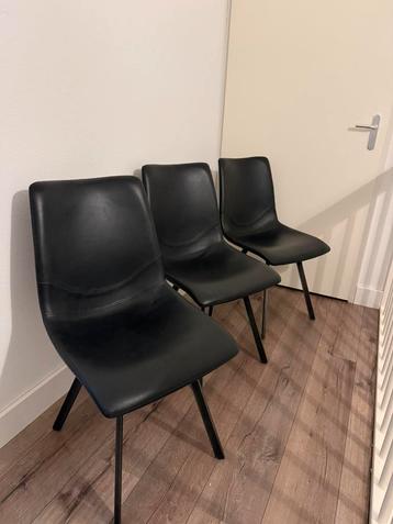 Eetkamer stoelen zwart kunstleer drie stuks beschikbaar voor biedingen