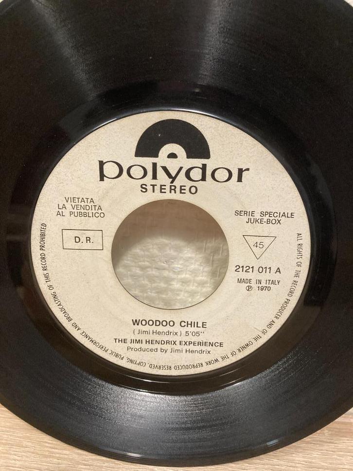 Jimi Hendrix voodoo chile hey Joe watchtower Italy promo, Cd's en Dvd's, Vinyl Singles, Gebruikt, EP, Pop, 7 inch, Ophalen of Verzenden