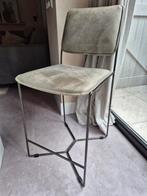 Luxe barstoel leer/ en stalen onderstel, Huis en Inrichting, Barkrukken, Ophalen, Met voetsteun, 60 tot 90 cm, Leer