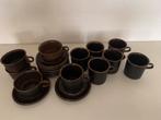 Vintage bruin aardewerk servies van Arabia Finland, Gebruikt, Ophalen of Verzenden, Overige stijlen, Aardewerk