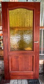 Meranti opdekdeur met sierglas, Ophalen, Gebruikt, 80 tot 100 cm, Binnendeur