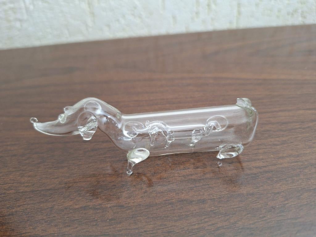 Te koop: glazen teckel met kleine teckel in de buik, Ophalen