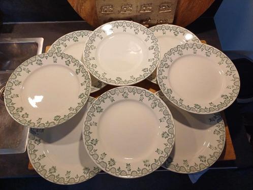 Brocante antieke Franse borden decor Henriette groen, Antiek en Kunst, Antiek | Servies los, Verzenden