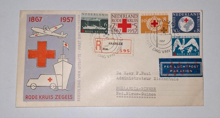 Rode Kruis Eerste Dag Envelop 1957 FDC nr. 31, Postzegels en Munten, Postzegels | Eerstedagenveloppen, Beschreven, Nederland, Ophalen of Verzenden